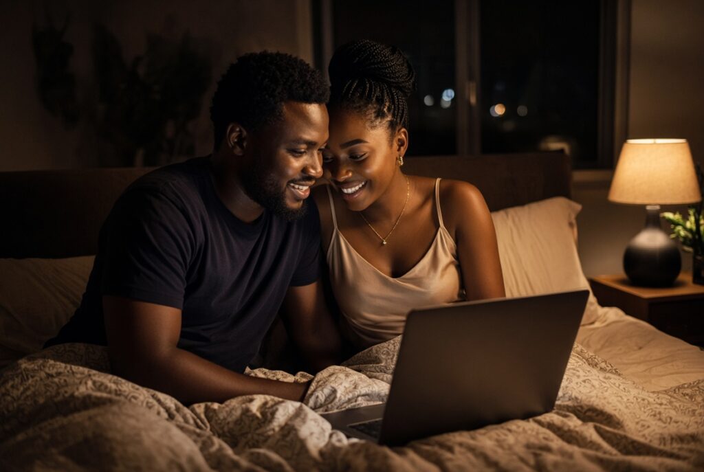 Couple watching Calabar ladies sextape together to improve sexual communication and intimacy